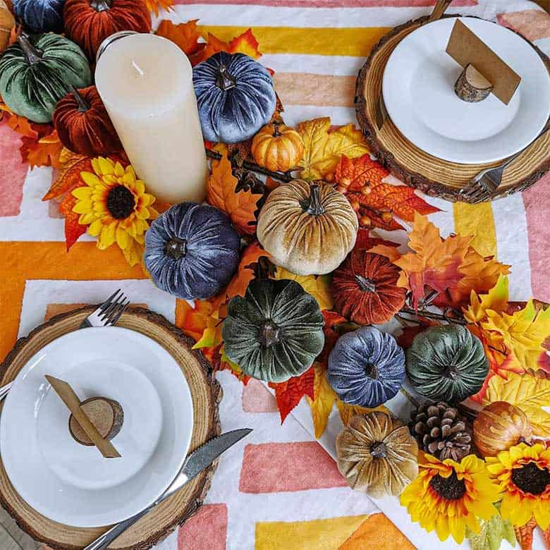 Fall Flowers And Pumpkns Tabletop Centerpece, Decorated Pumpkn