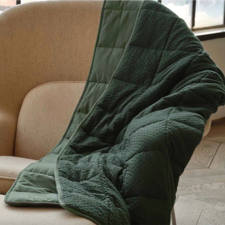 green weighted throw blanket