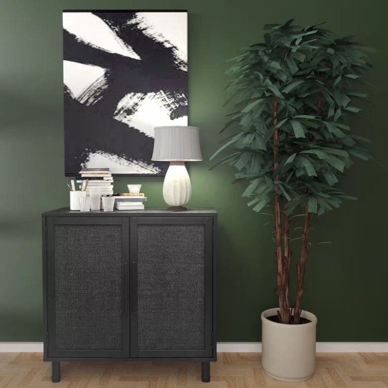 dark gray two-door cabinet