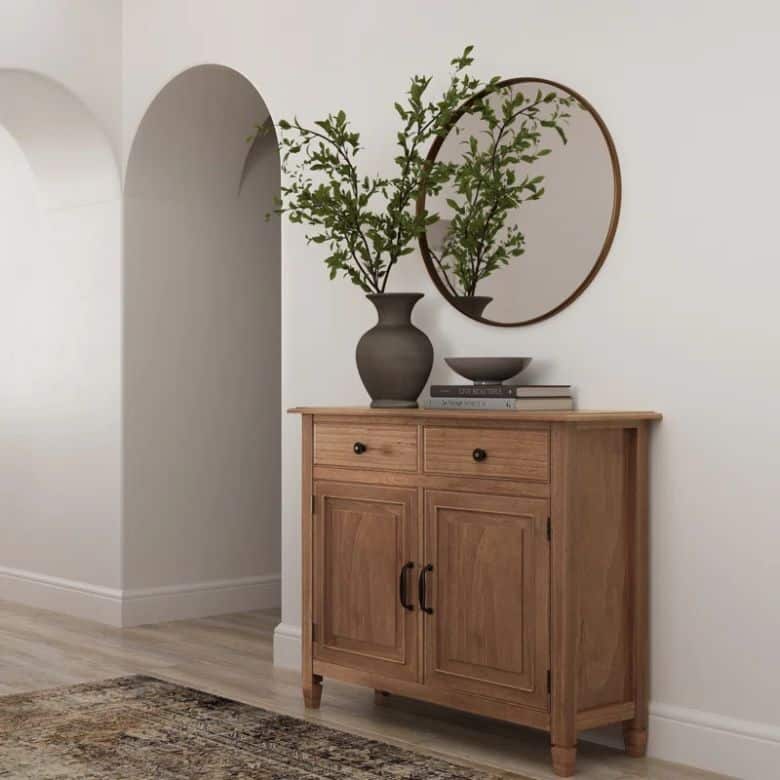 wooden entryway cabinet