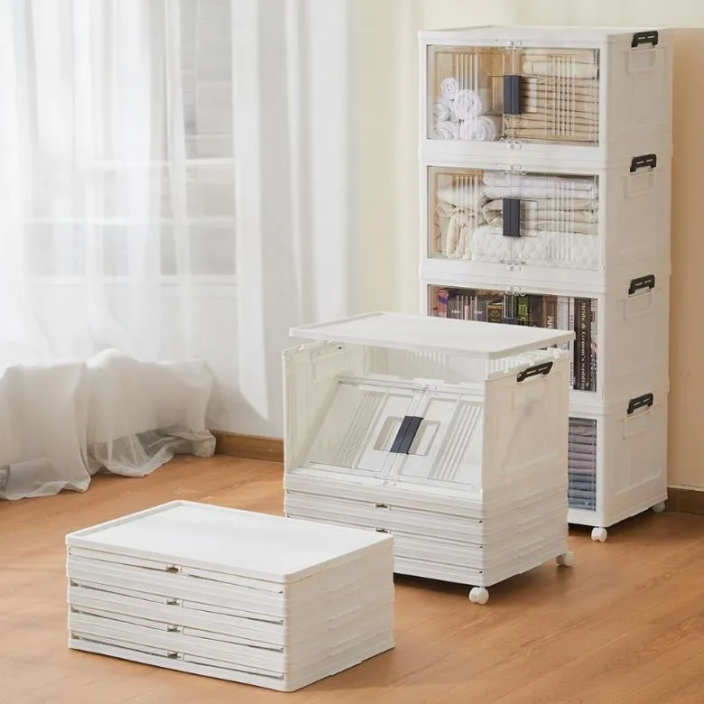 white lockable storage bins