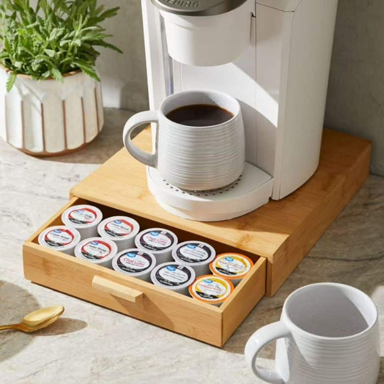 bamboo k-cup organizer drawer