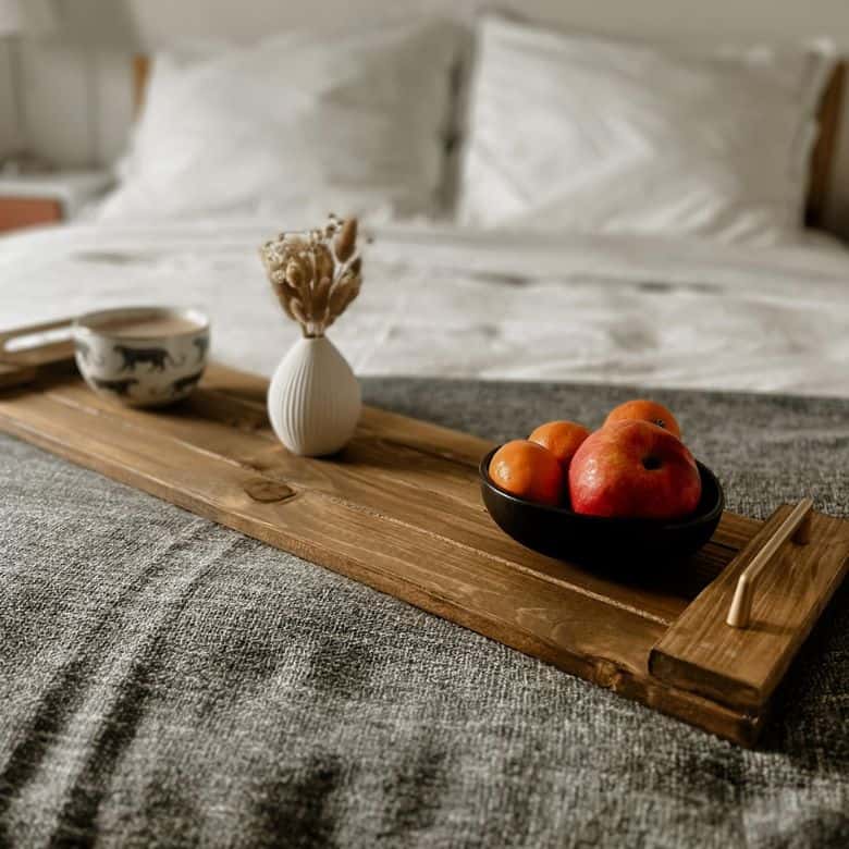 rustic wooden bathtub tray