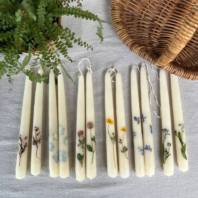 botanical taper candles