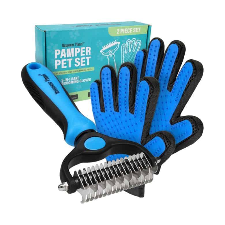 Pet Grooming Brush and Grooming Gloves