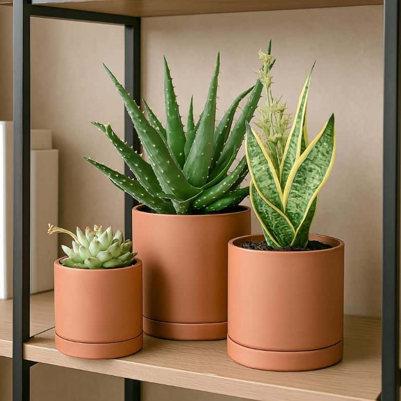 Cylindrical Terracotta Pots with Drainage