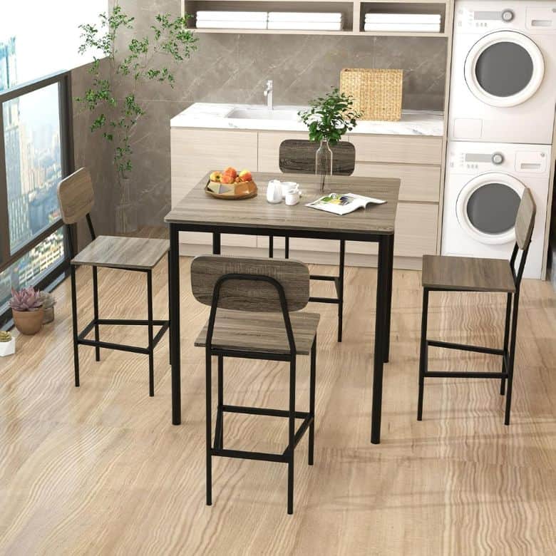 Black Oak Counter Height Table & 4 Bar Stools