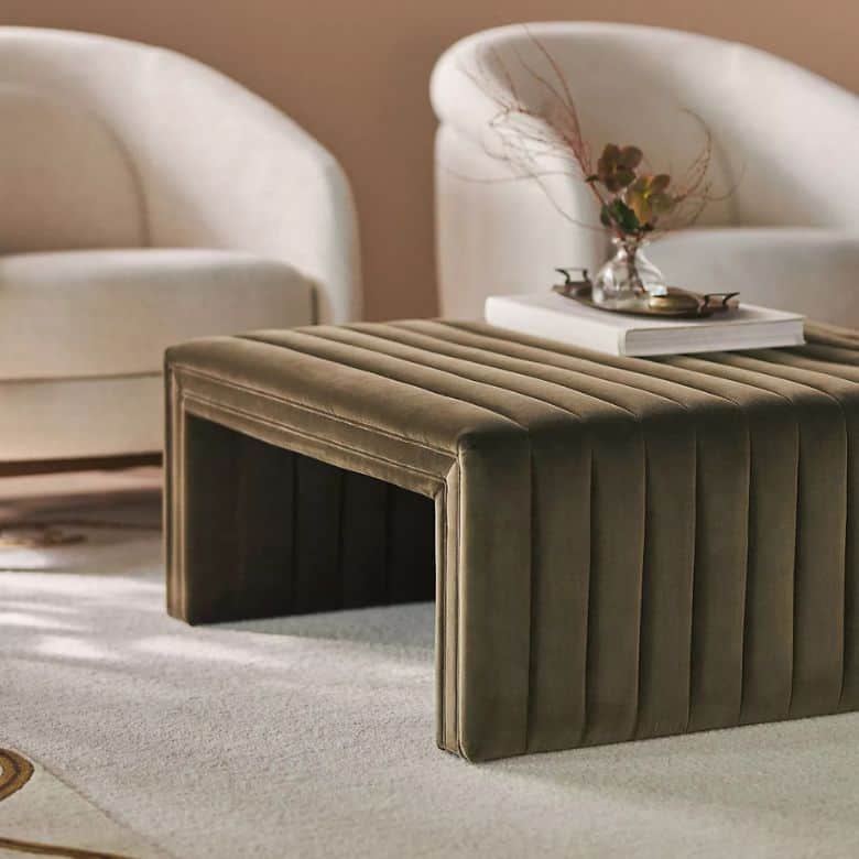 green tufted velvet ottoman coffee table