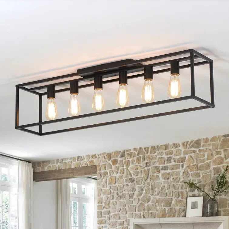 17 Stories Bonnyrigg 6-Light Rectangle Flush Mount Fixture