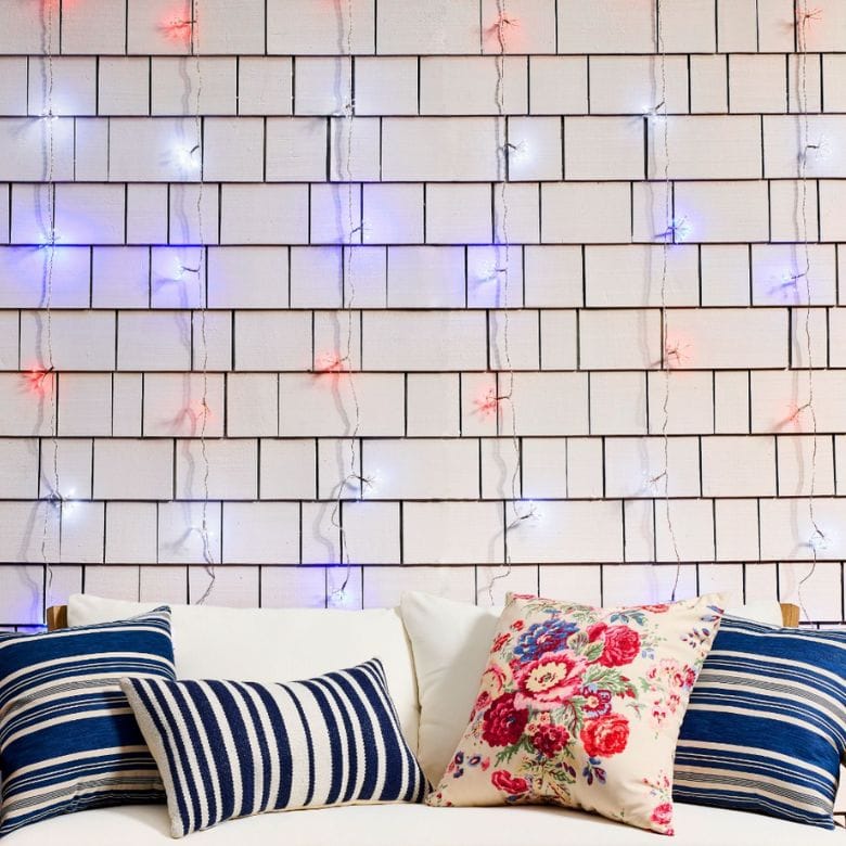 Red, White, and Blue Fireworks Rain String Lights