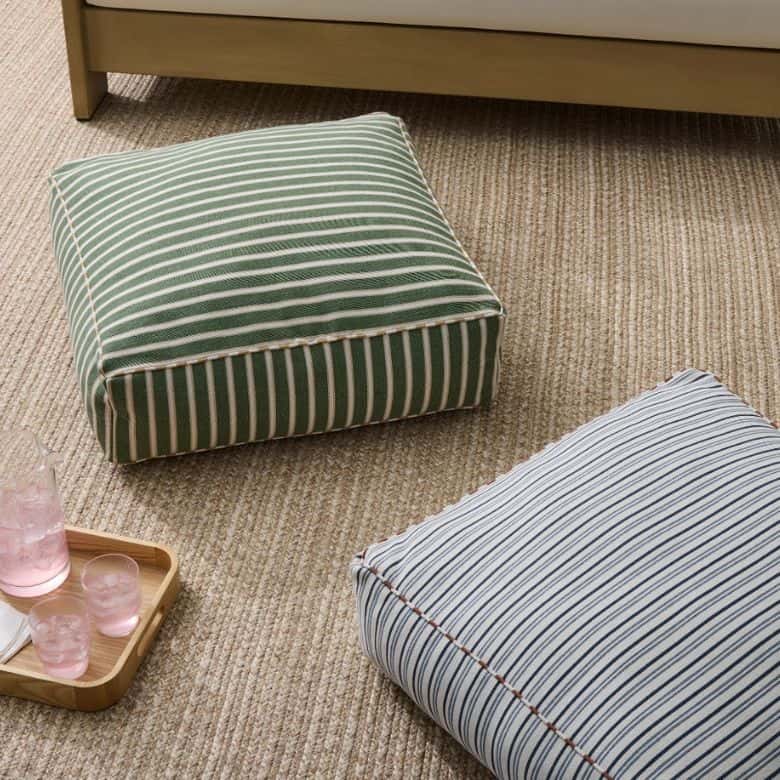 striped square floor pillows