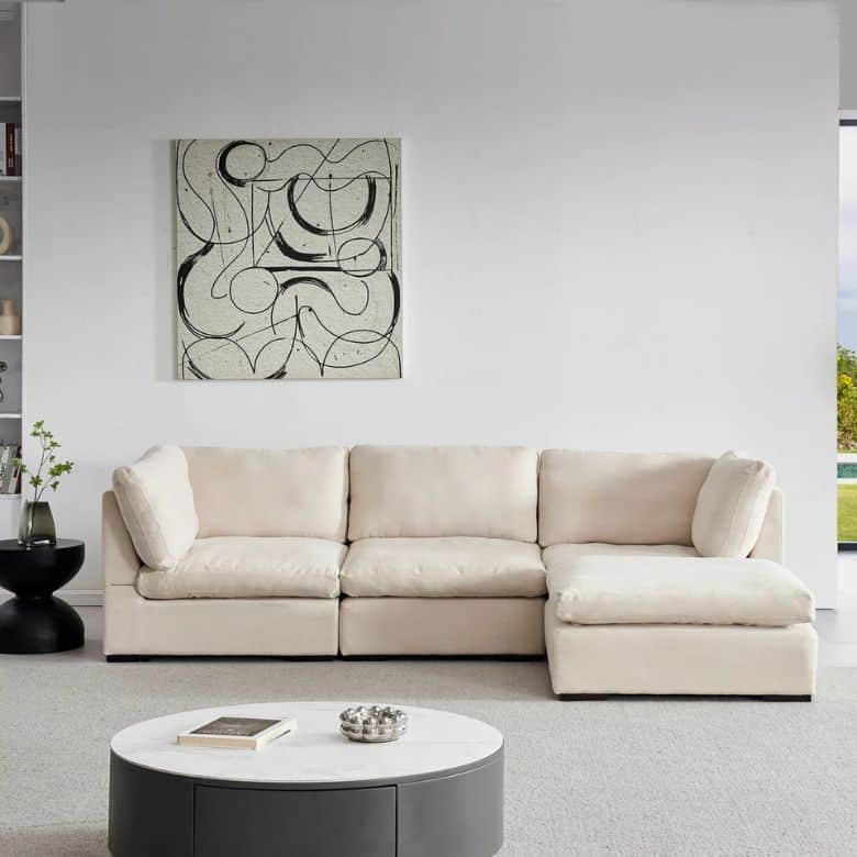 Beige Convertible Modular Sectional Sofa