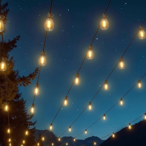 luckystyle 50FT Solar Outdoor String Lights