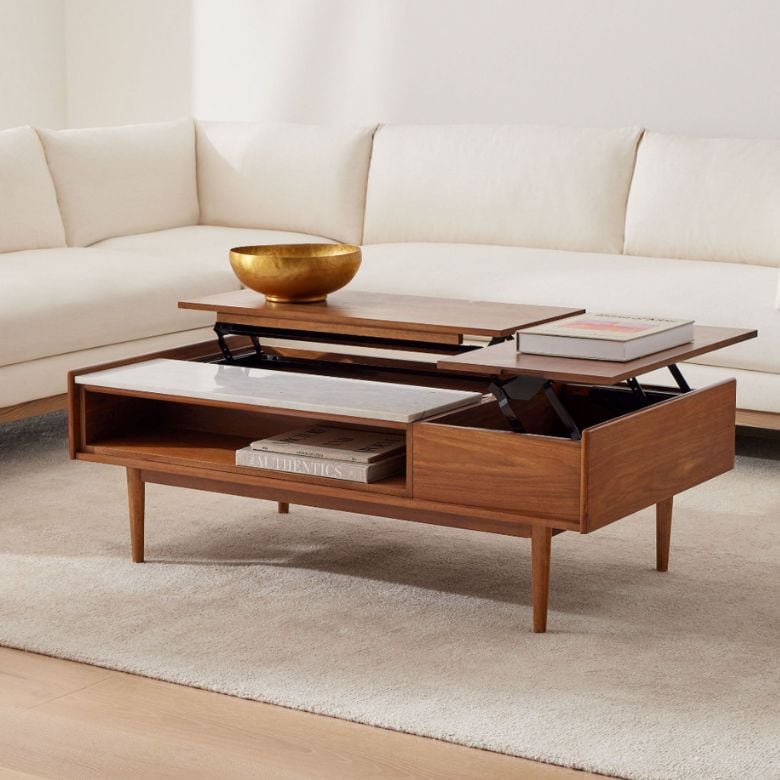 Mid-Century Marble Pop-Up Coffee Table