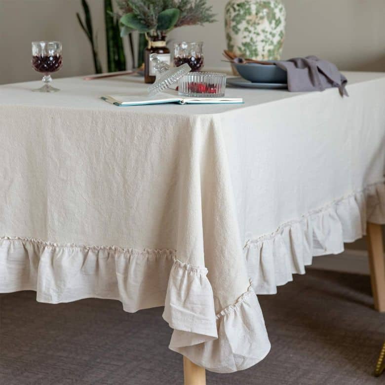 ruffle linen table cloth