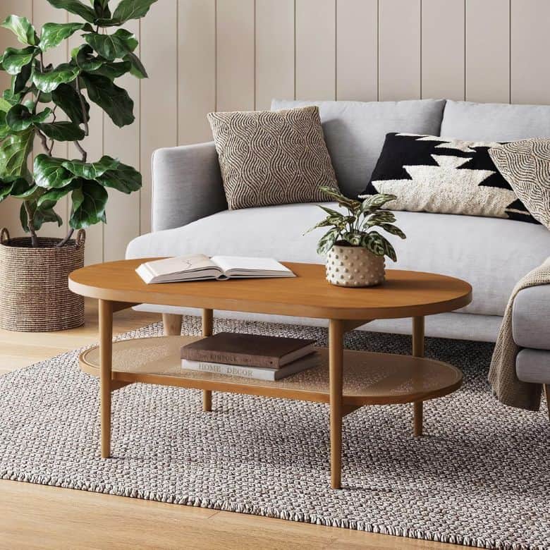 Cane 2-Tier Oval Coffee Table