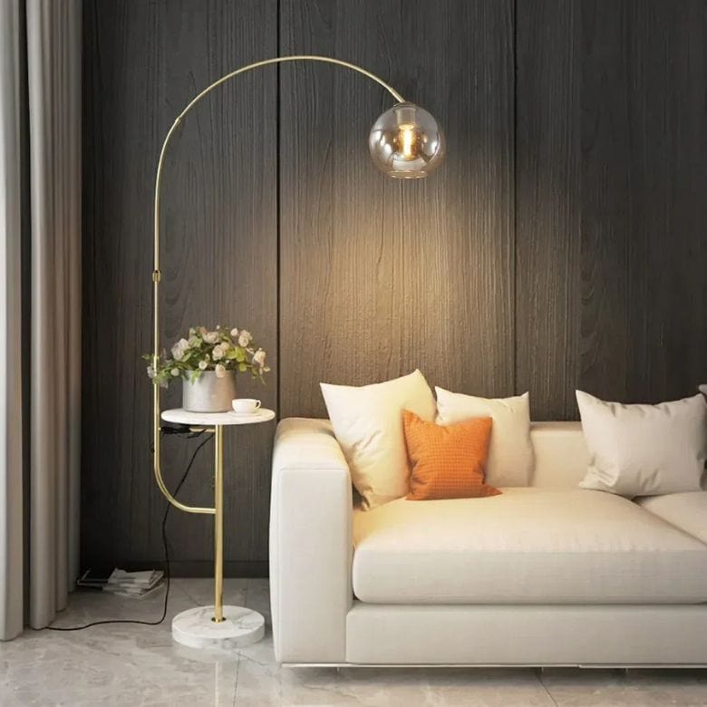 White Tray Table Floor Lamp with USB