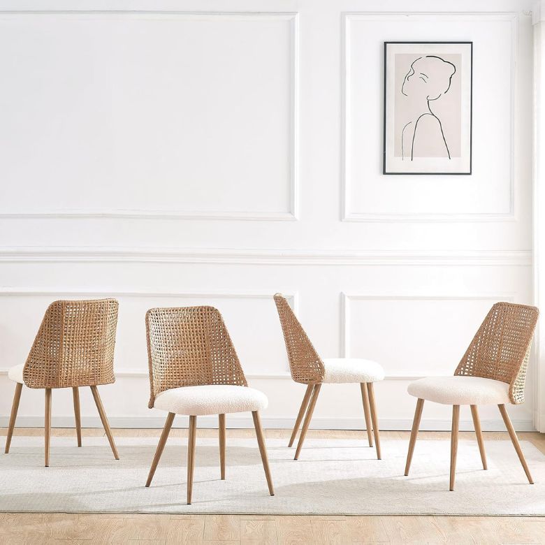 set of 4 rattan dining chairs