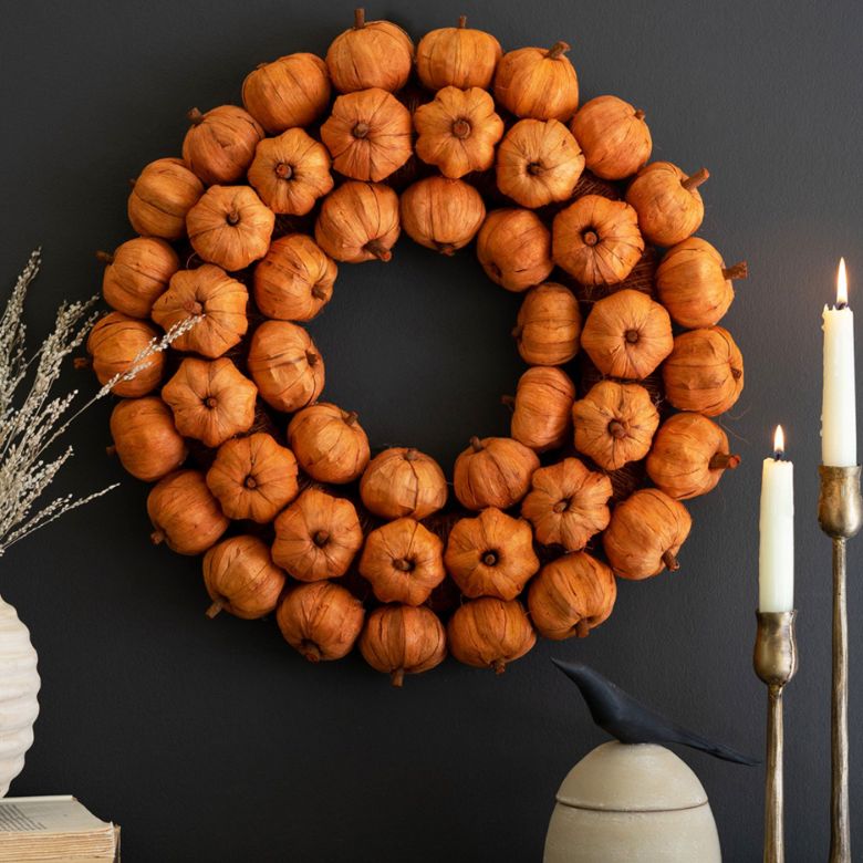 Faux Pumpkin Wreath