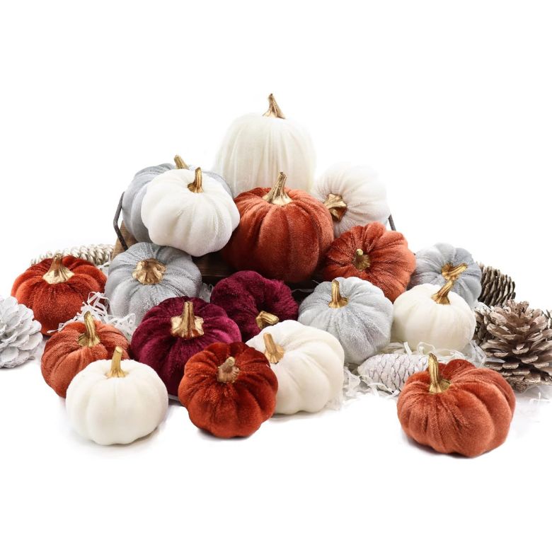 faux velvet multi-colored pumpkins