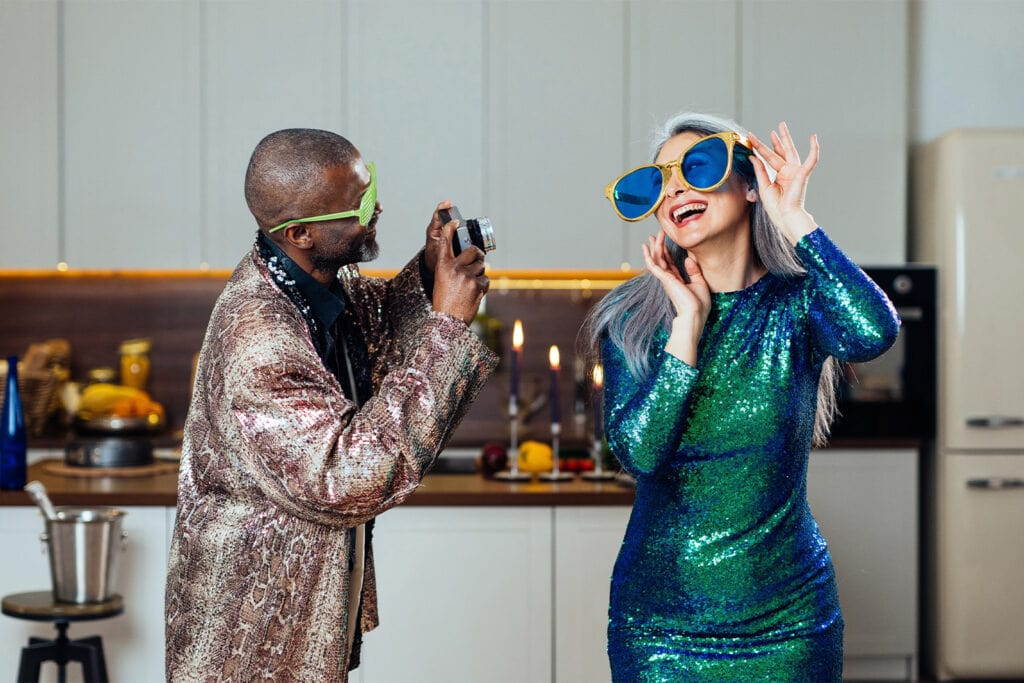 couple dressed up as pop stars for halloween