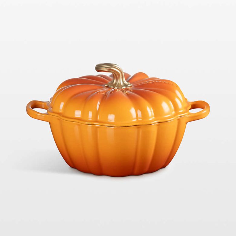 orange pumpkin-shaped cocotte