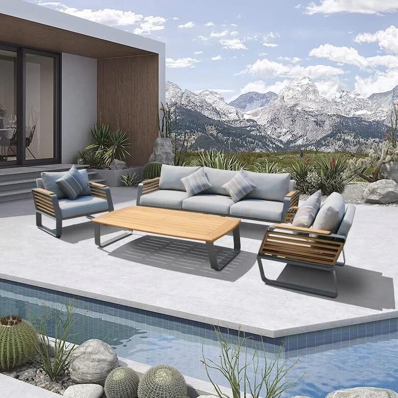 Deko Living Palazzolo Teak Patio Conversation Sets with Cushions