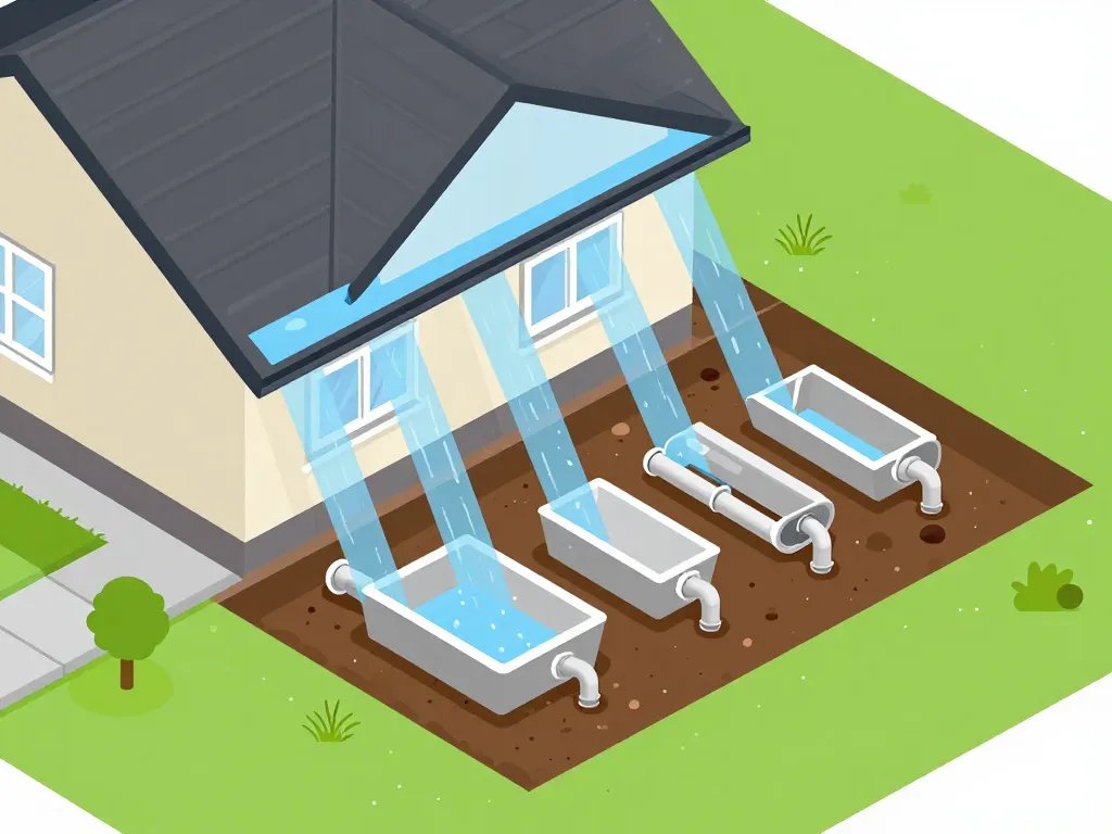 schéma concept puisard pvc maison surface jardin
