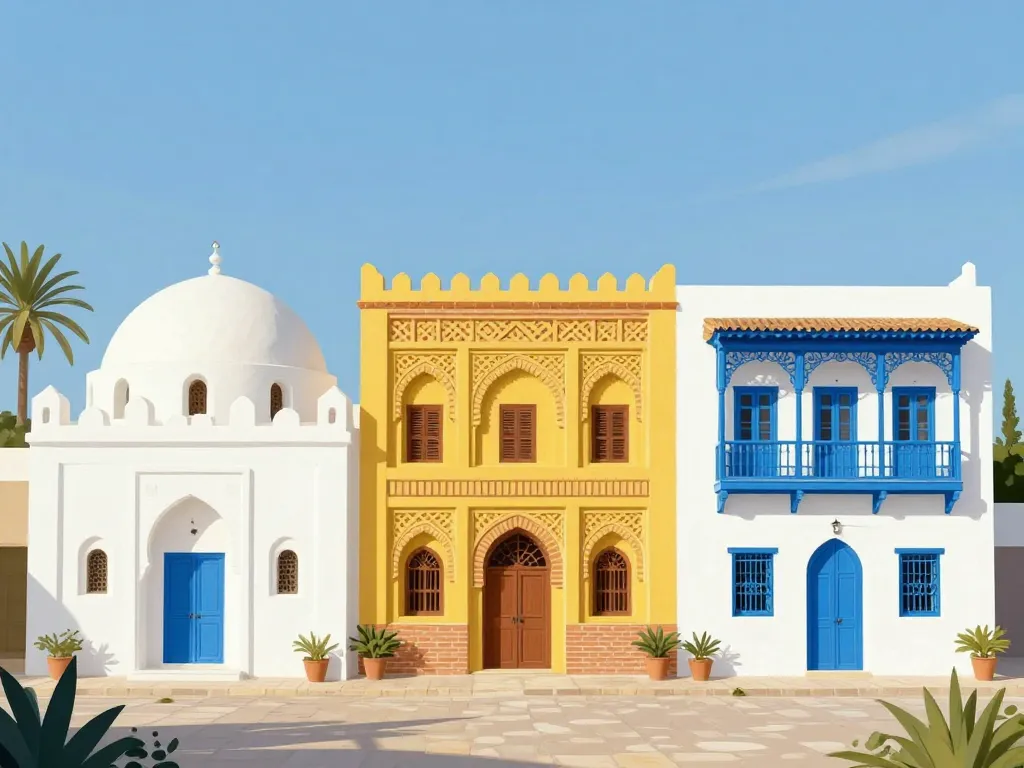 Maisons tunisiennes Djerba Tozeur Sidi Bou Saïd styles et matériaux