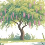 sophora pleureur dans jardin harmonieux