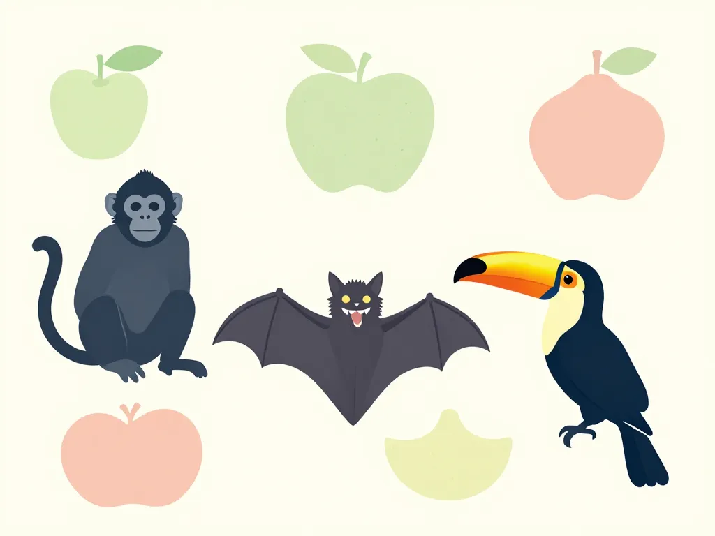 Diagramme adaptations animaux dont le regime alimentaire est constitue de fruit