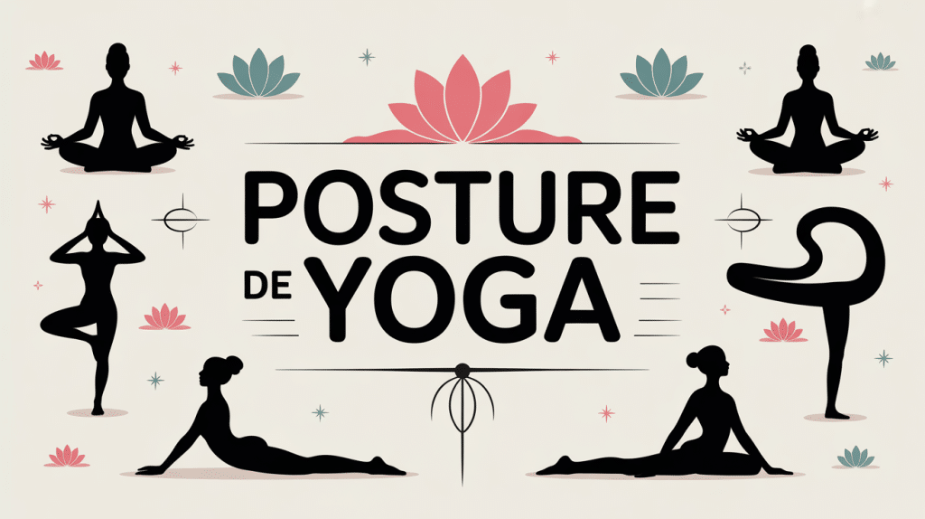 illustration posture de yoga mots fleches silhouettes et grille