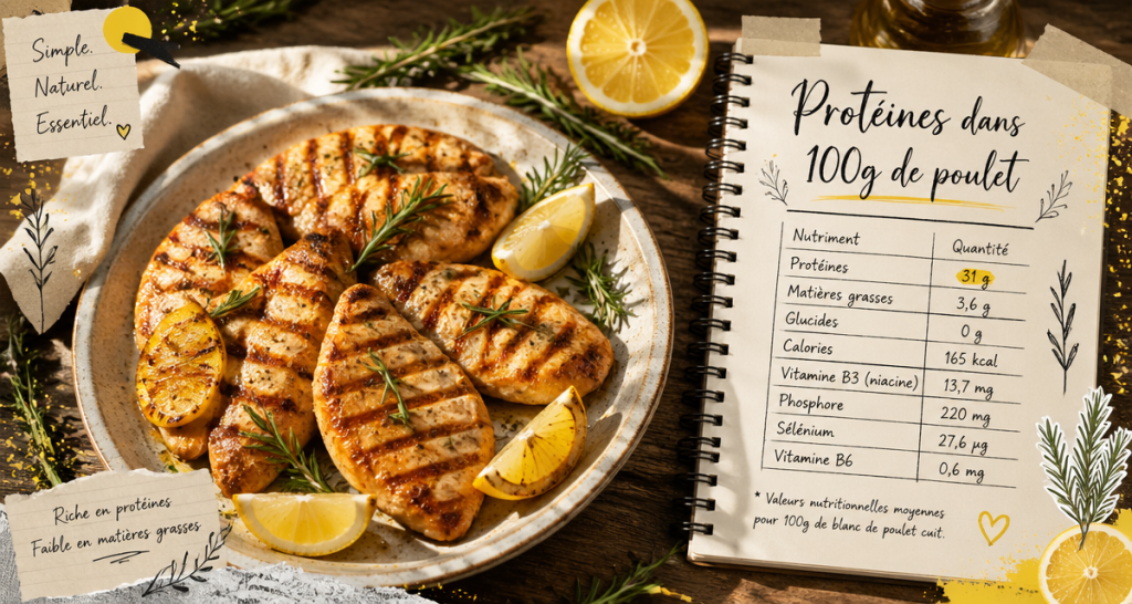 31 g de protéines pour 100 g : pourquoi le poulet grillé bat tous les records nutritionnels