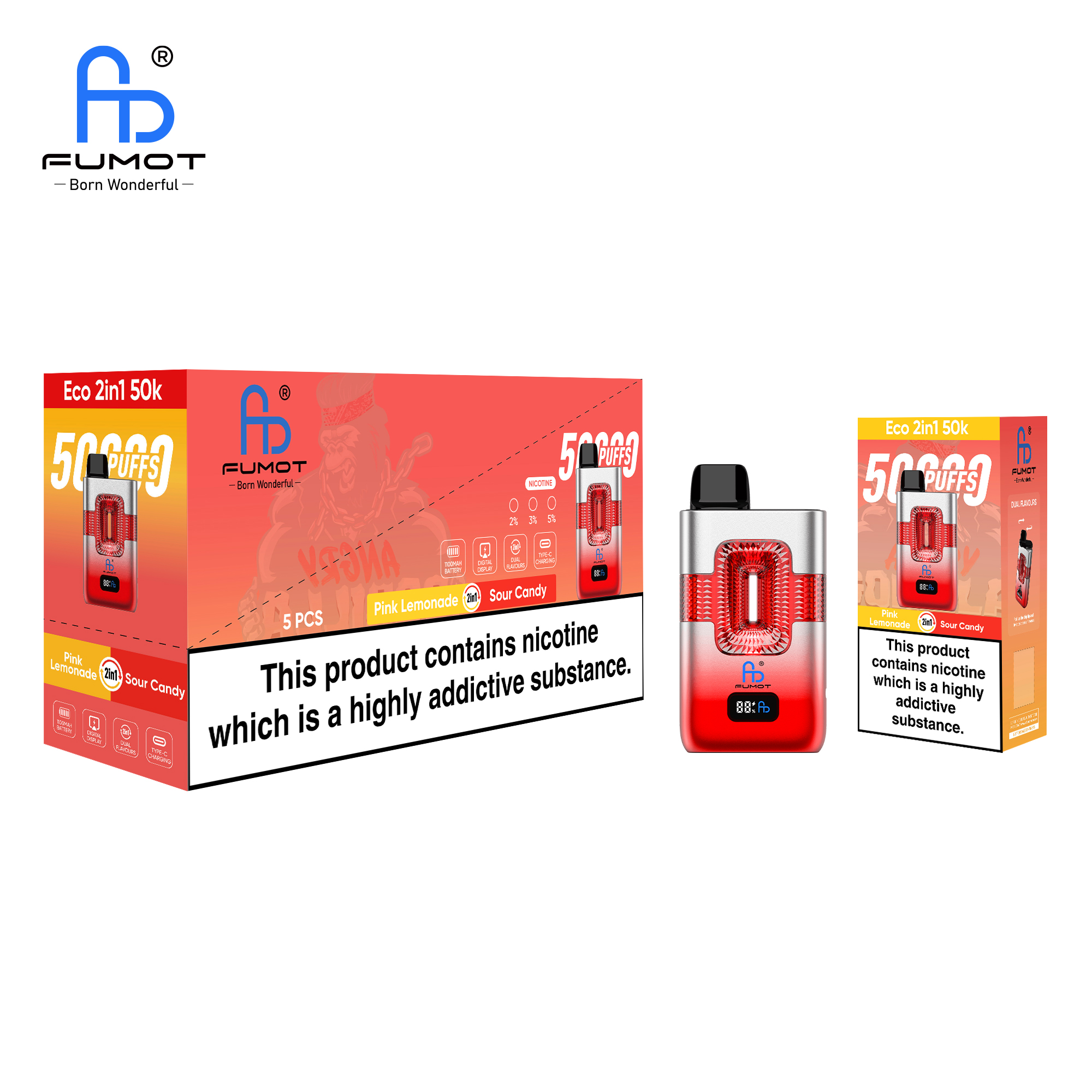 Fumot Eco 2in1 50K Pink Lemonade / Sour Candy - immagine 4