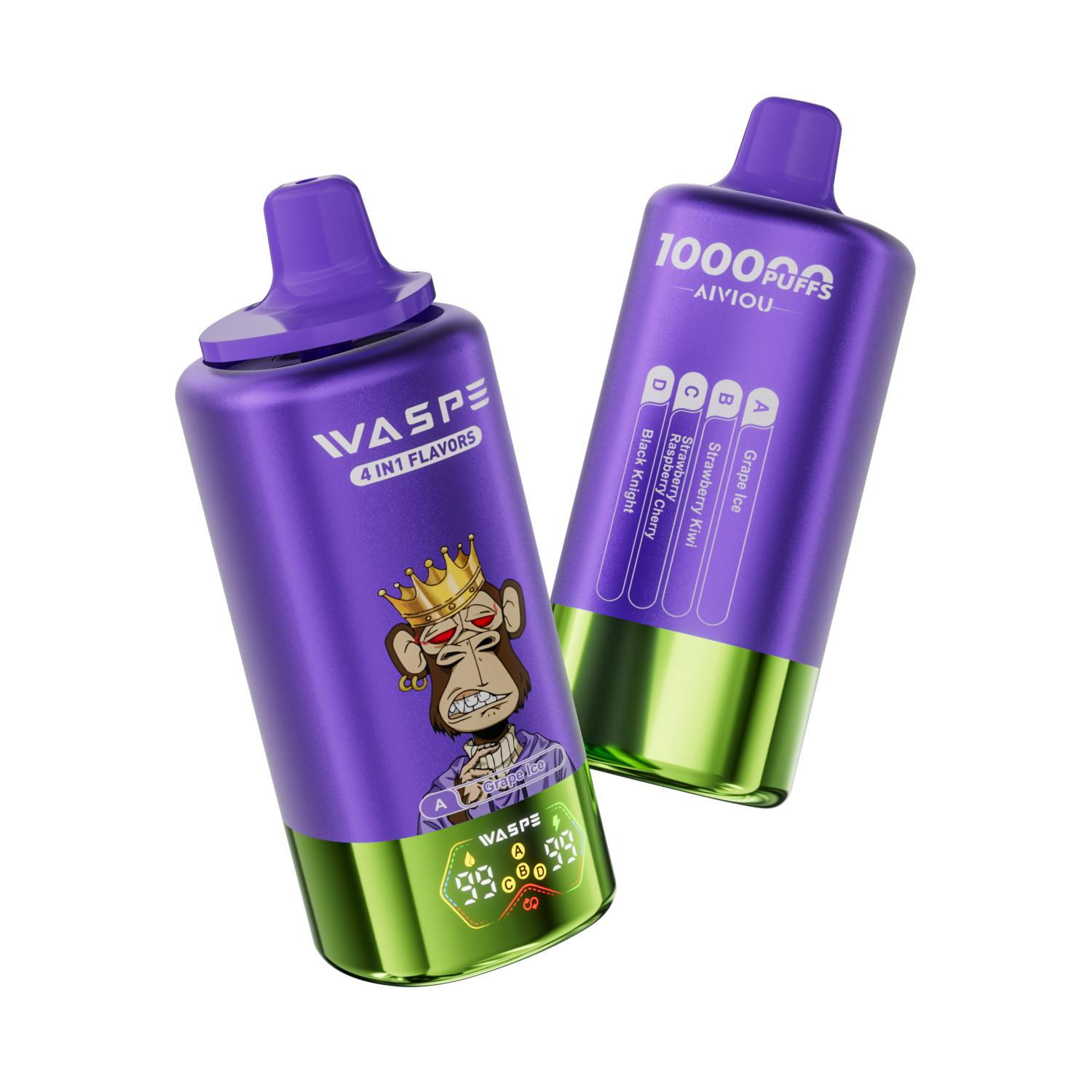 WASPE 4 in 1 100000 Grape Ice / Strawberry Kiwi / Strawberry Raspberry Cherry / Black Knight