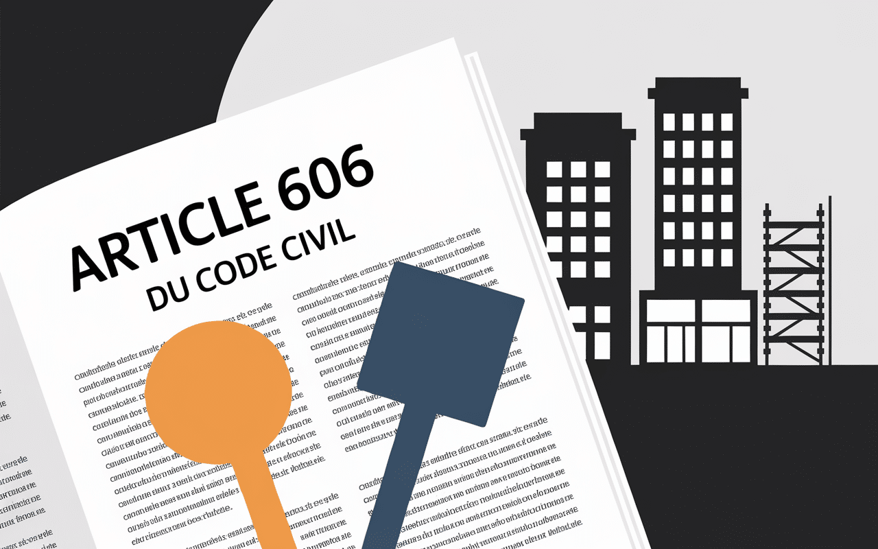Document juridique et immeuble représentant l'article 606 du Code Civil