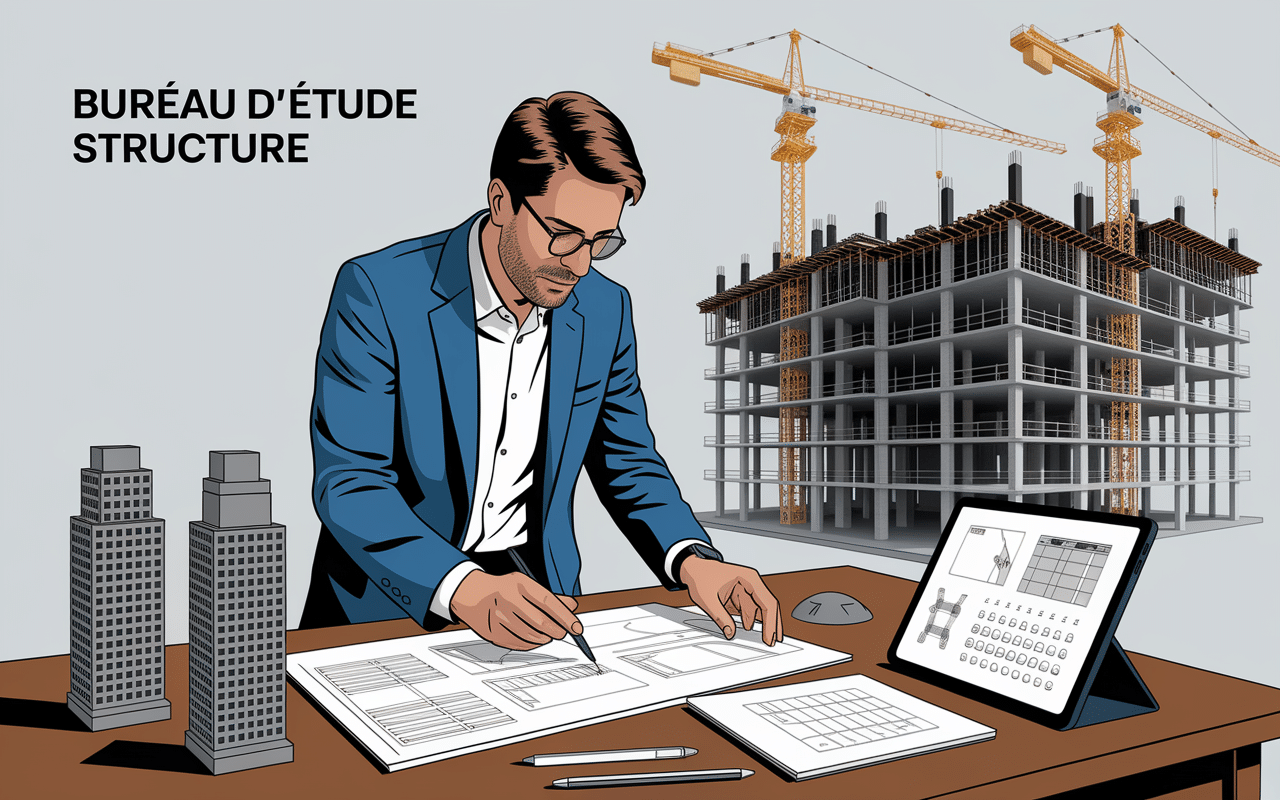 Ingénieur analysant des plans techniques de structure de bâtiment