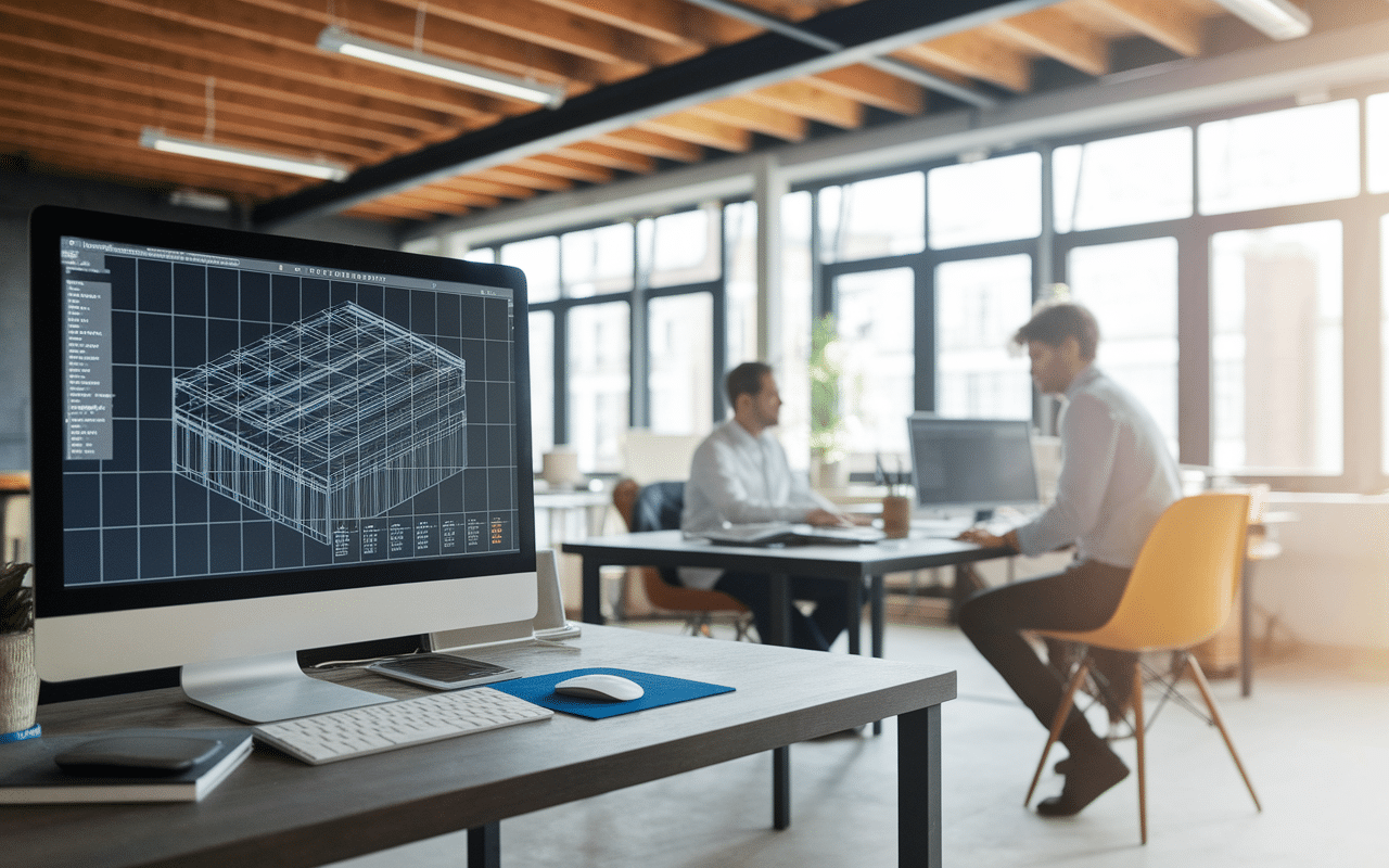 Ingénieurs travaillant sur plans et modélisation structurelle
