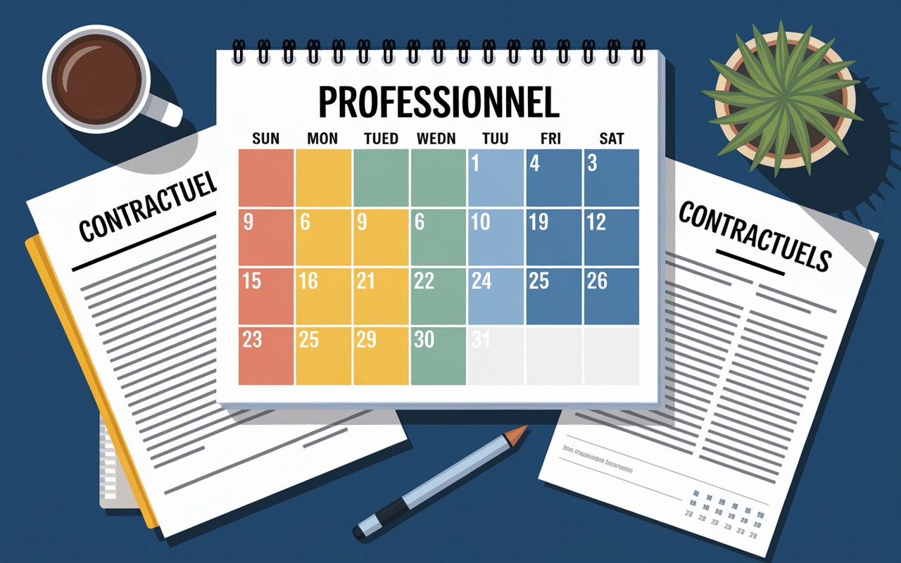 Calendrier professionnel montrant périodes de bail