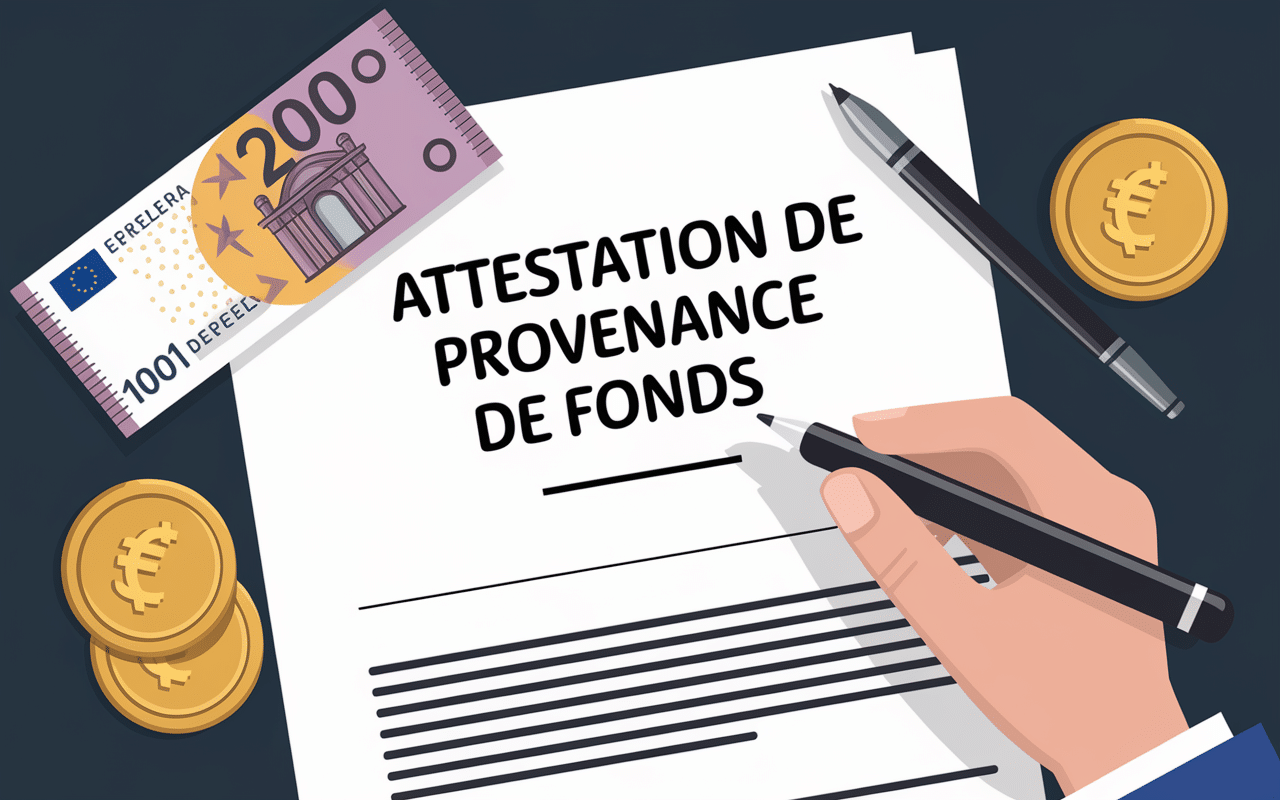 Document légal d'attestation de provenance de fonds