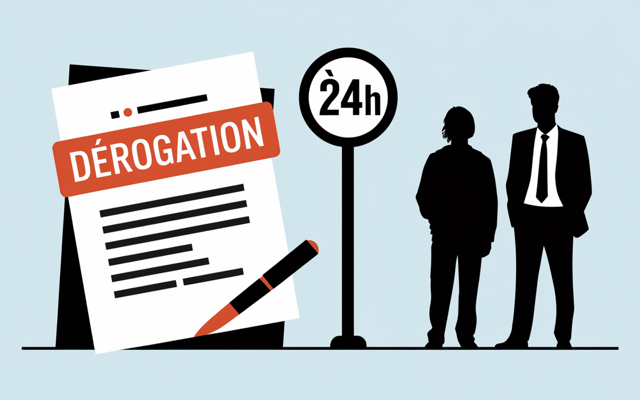 Document officiel de dérogation avec symbole moins de 24h