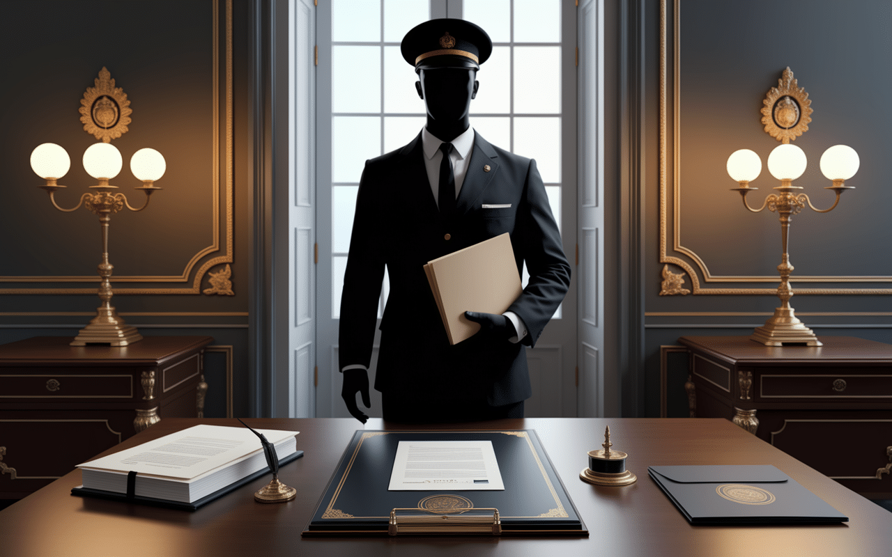 Huissier signifiant un document officiel d'injonction