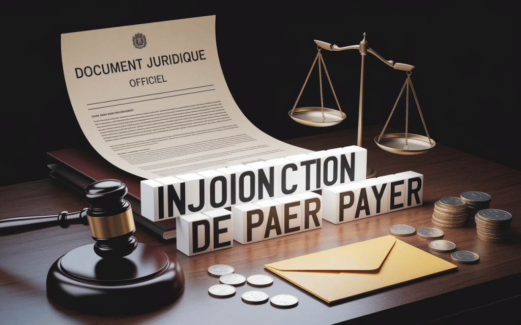 Document officiel d'injonction de payer avec éléments juridiques