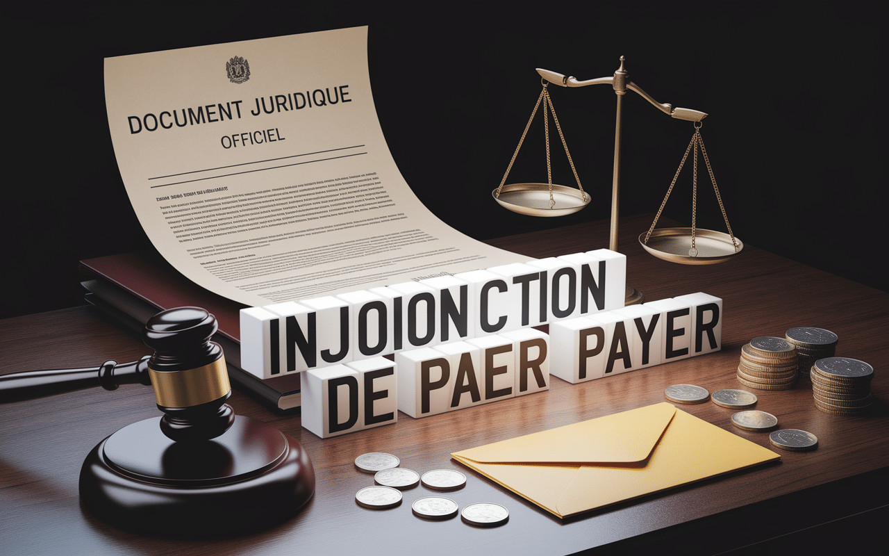 Document officiel d'injonction de payer avec éléments juridiques