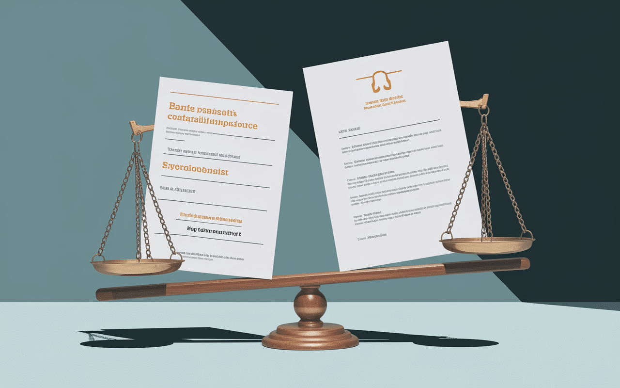Balance juridique avec documents de résiliation
