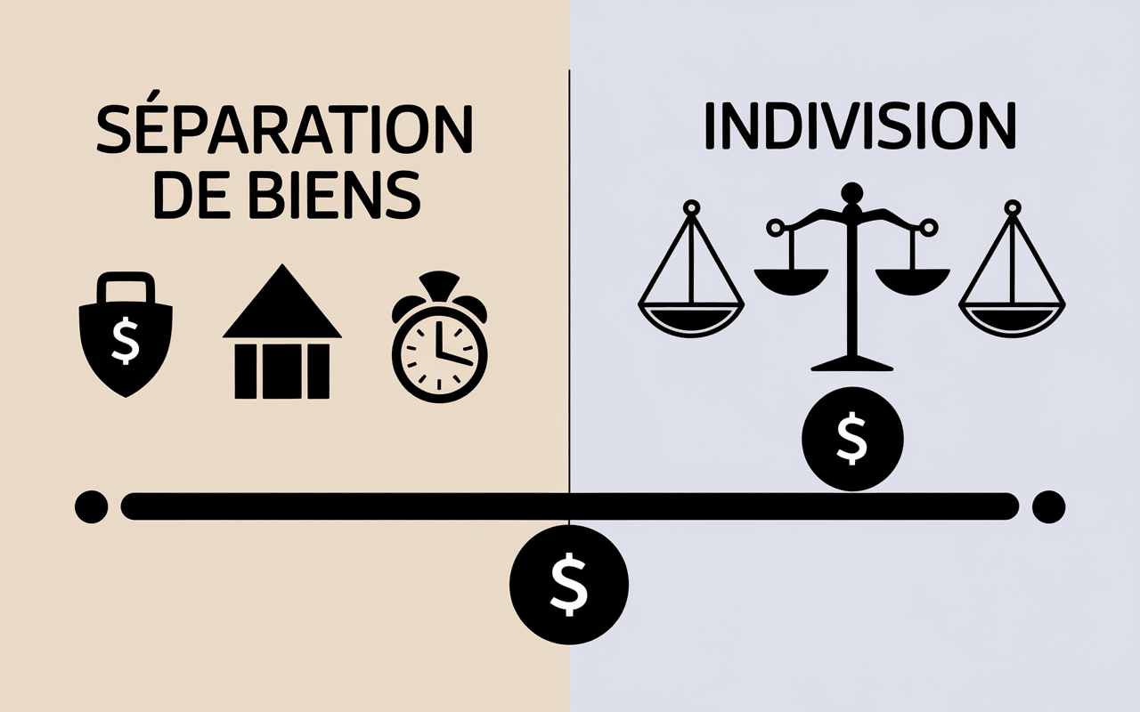 Infographie comparative régimes PACS avec balance