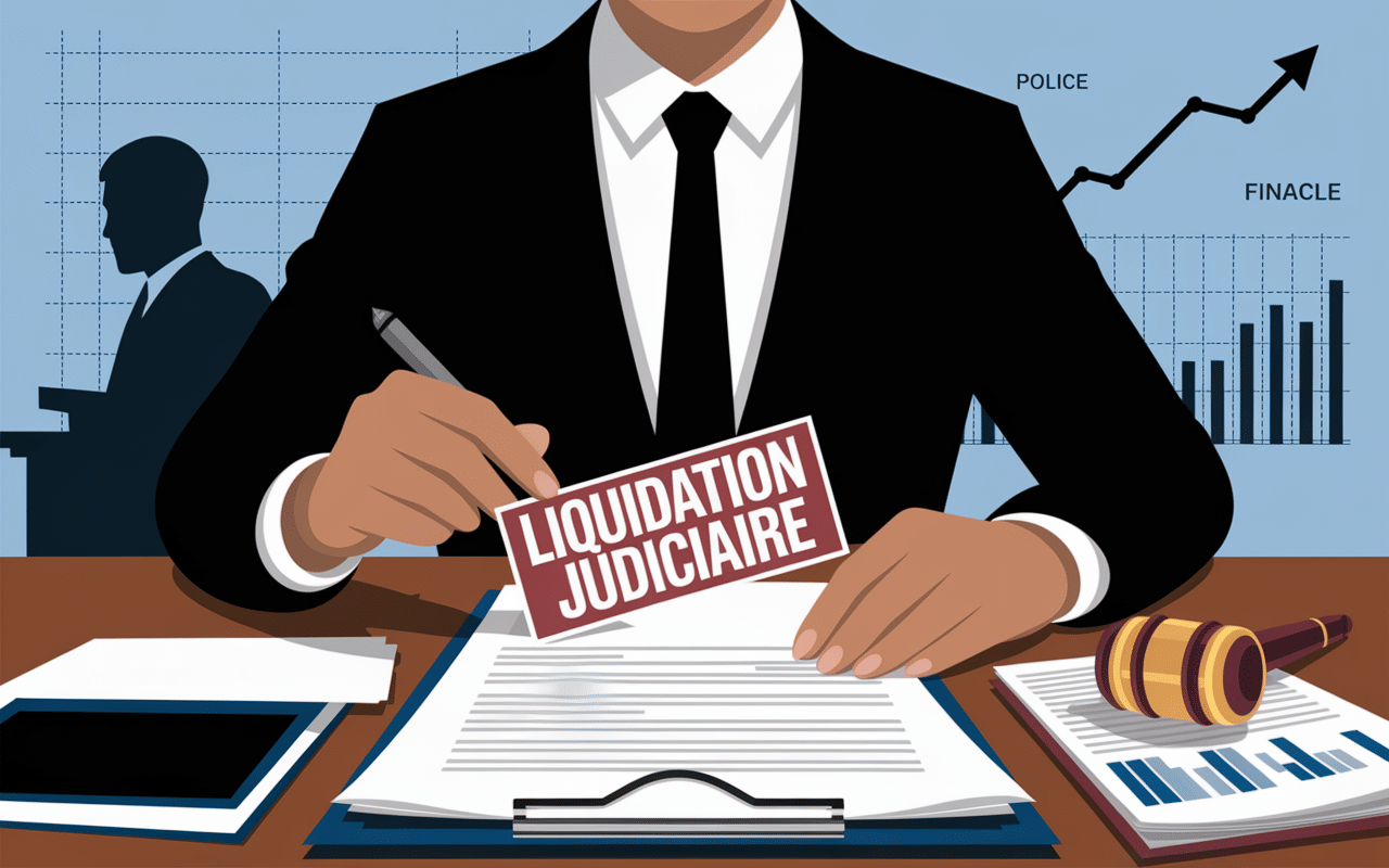 Document de liquidation judiciaire avec contexte professionnel