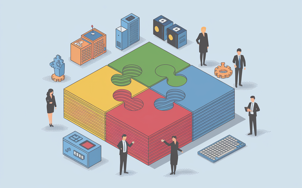 Puzzle conceptuel des ressources d'entreprise