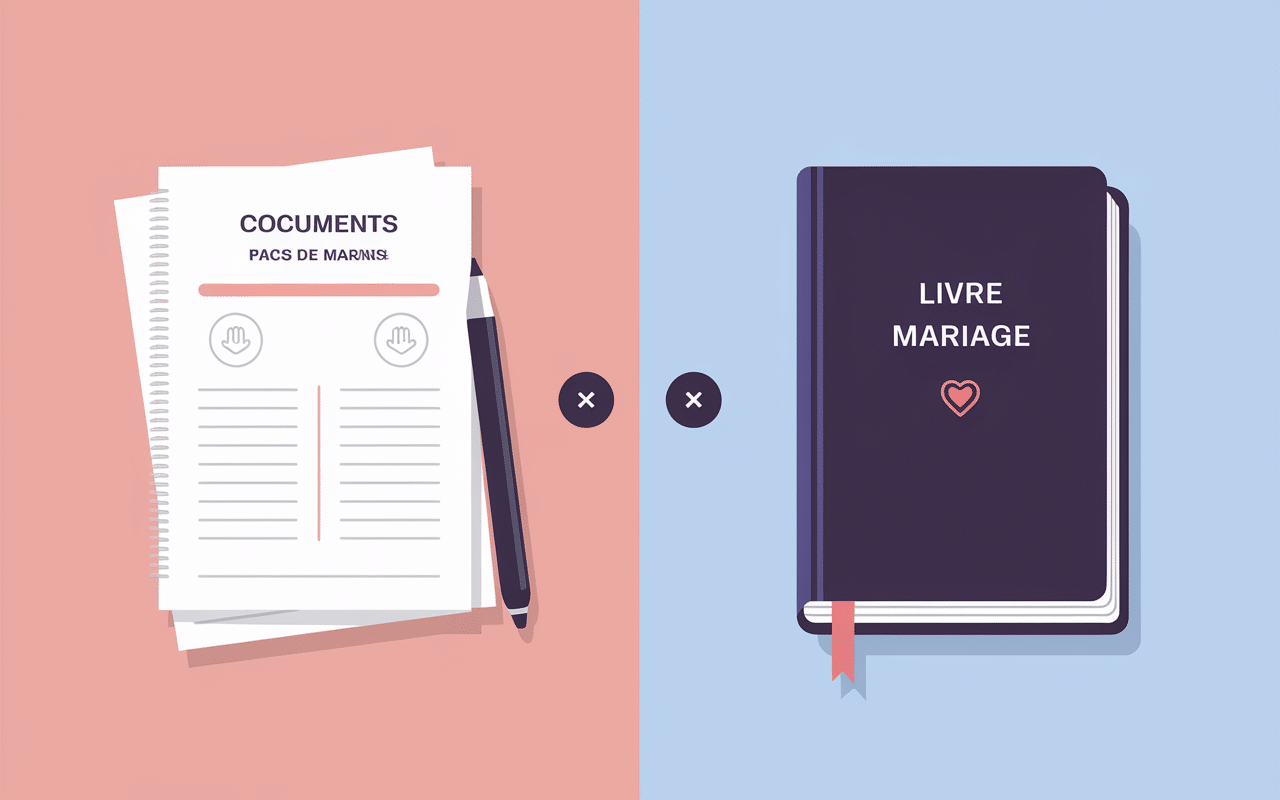 Comparaison visuelle des contrats PACS et mariage
