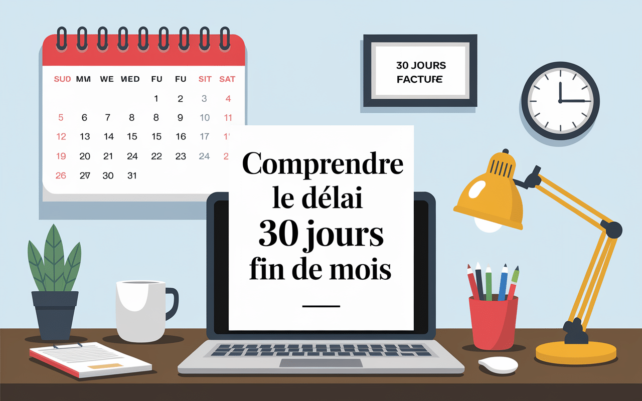 Calendrier professionnel avec délai de paiement 30 jours fin de mois